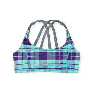 Ivivva By Lululemon Athletica Reversible Strappy Sports Bra Aqua Purple Plaid 10